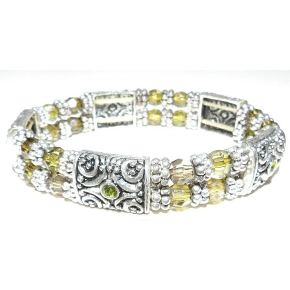 Vintage set of two elastic beaded adjustable bracelets approx 8" around - Picture 5 of 5